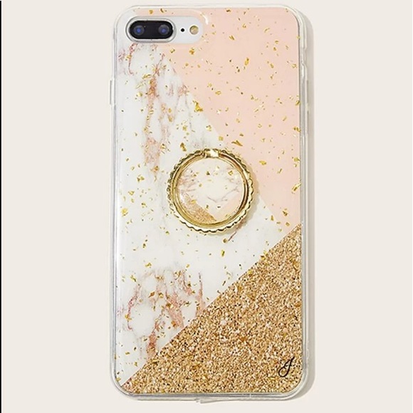 Marble and Gold Pattern iPhone Case with Ring